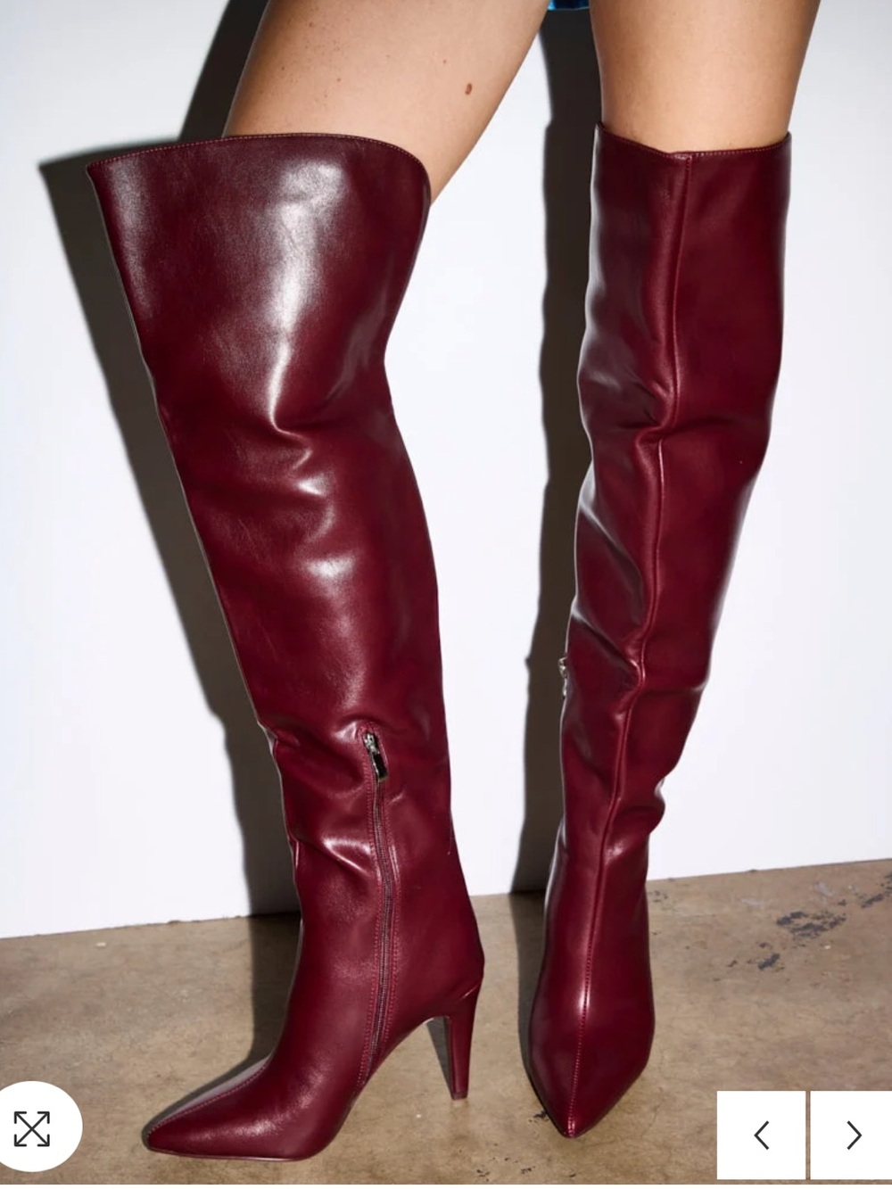 Azalea Wang Beaucoup Burgundy Over-the-Knee Pointed-Toe High Heel Boots